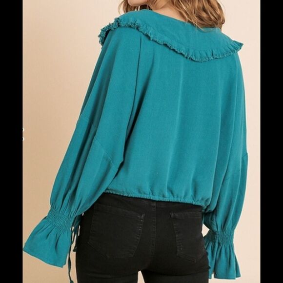 UMGEE Pink Crossbody Ruffle Top - Picture 4 of 13